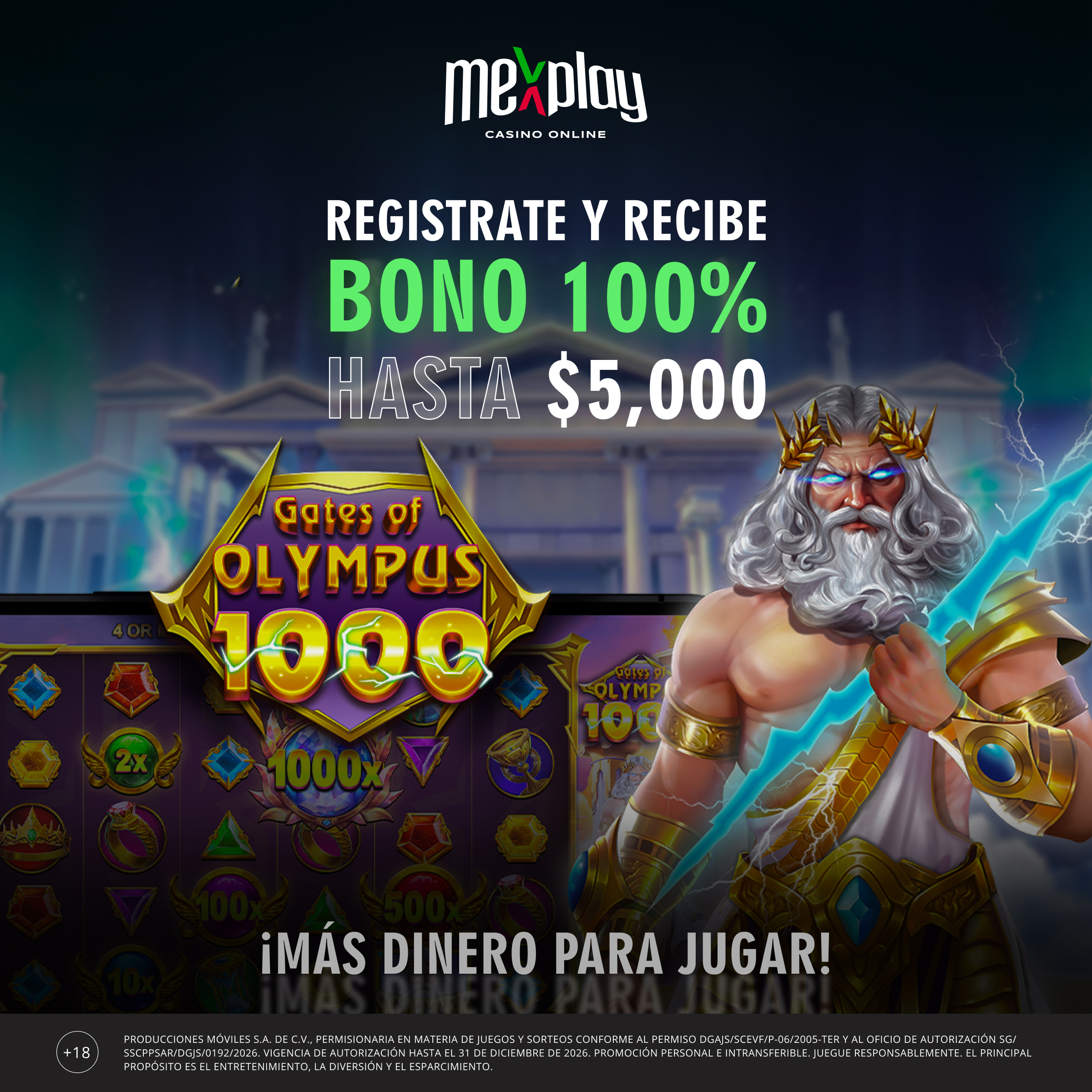 Mexplay — Bono 100% square